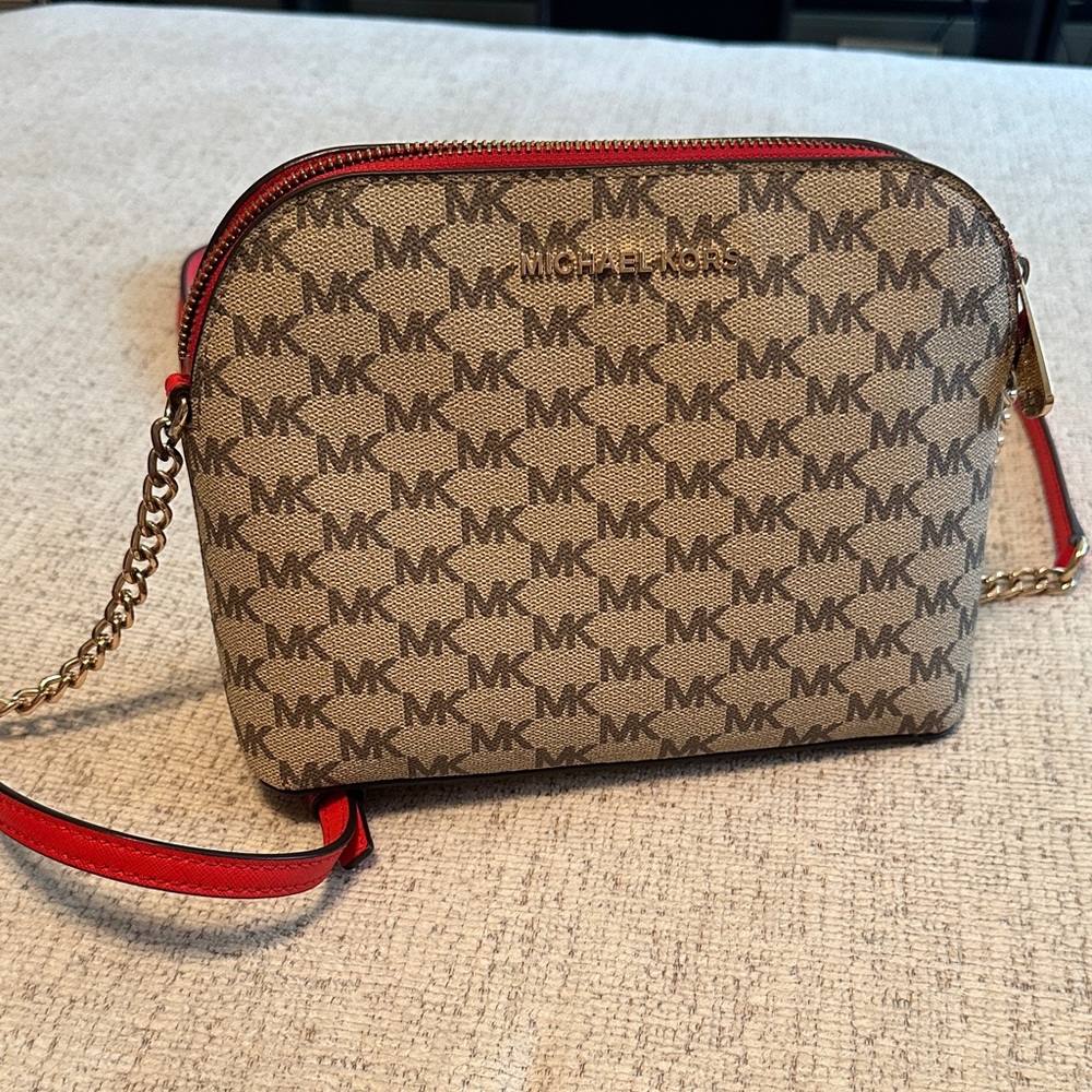Michael Kors Tan and Red Crossbody Bag - Picture 7 of 8